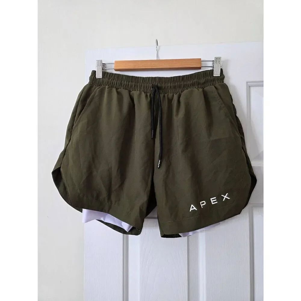 APEX ApexLite 3.0 Lined Moisture Wicking Training Shorts Khaki Green Size M